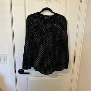 Torrid Black and White Long Sleeve Mandarin Collar Blouse